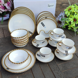 30pcs Nordic classy dinner set with gold rim